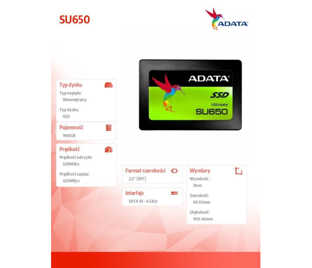 ADATA 960GB 2,5" SATA SSD Ultimate SU650 - 438367 - zdjęcie 5